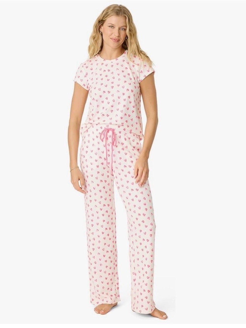 NWOT P.J. Salvage Light Pink Heart-Print Pajama Set Sz XL